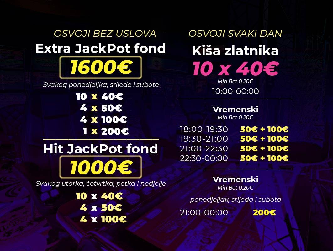 EXTRA JACKPOTOVI I KIŠA ZLATNIKA U BARU I BUDVI